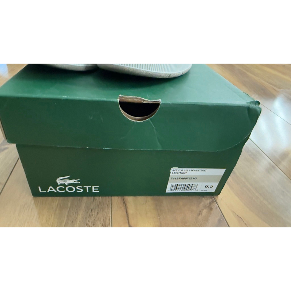 Lacoste Ace Clip 222 1 Sneakers Size 6.5 White Beige - Picture 2 of 5